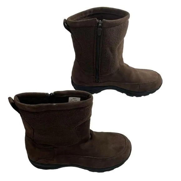 L.L. Bean Men's Primaloft Brown Suede Zip Up Boots Fleece Lined Size 10 Wide