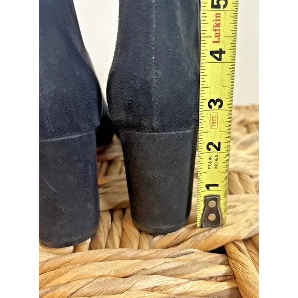 Loeffler Randall Booties Sz 7 Black Suede Block Heel Zip Side Boots Shoes Classy