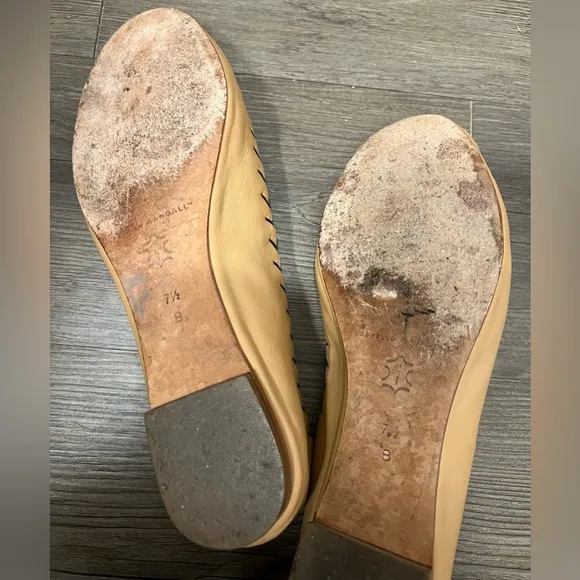 Loeffler Randall Karlotta Scalloped Tan Leather Ballet Flats