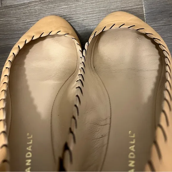 Loeffler Randall Karlotta Scalloped Tan Leather Ballet Flats