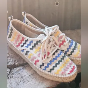 Loeffler Randall Red and Pink Espadrilles with Jute Sole