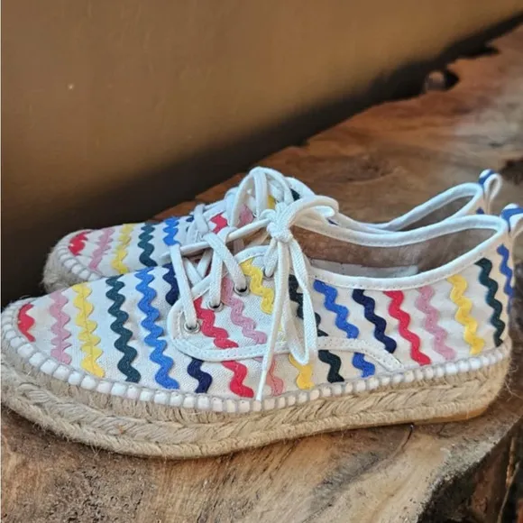 Loeffler Randall Red and Pink Espadrilles with Jute Sole