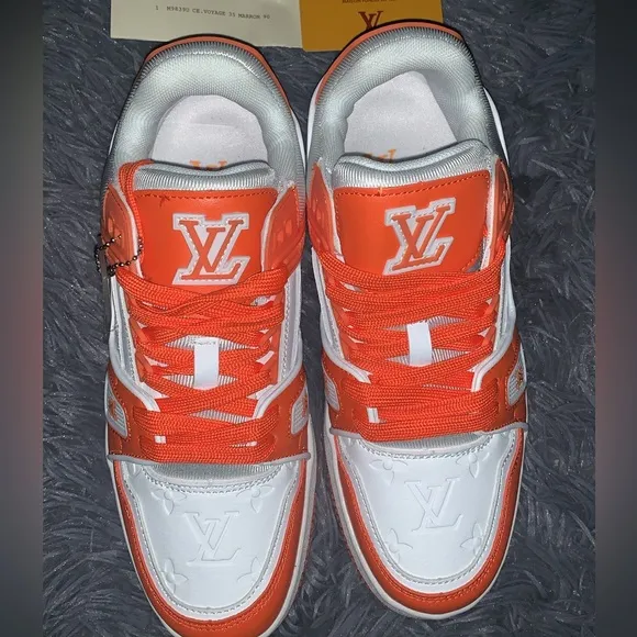 Louis Vuitton Orange and White Sneakers