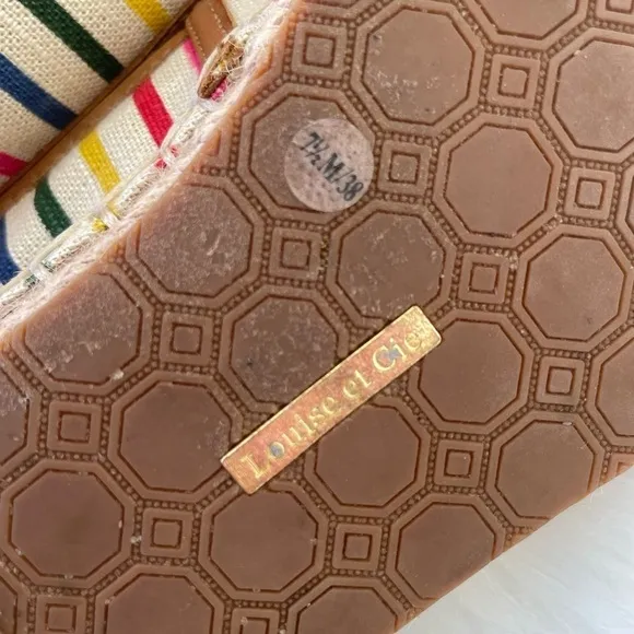 Louise et Cie striped flat espadrilles with gold pineapple - size 7.5