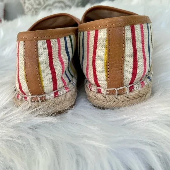Louise et Cie striped flat espadrilles with gold pineapple - size 7.5