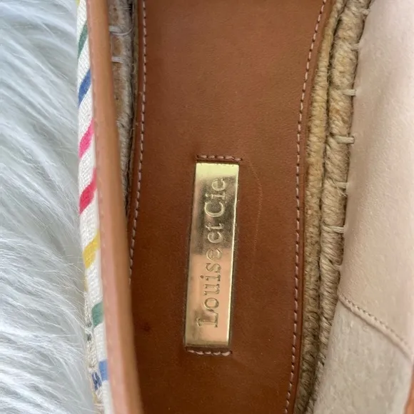 Louise et Cie striped flat espadrilles with gold pineapple - size 7.5