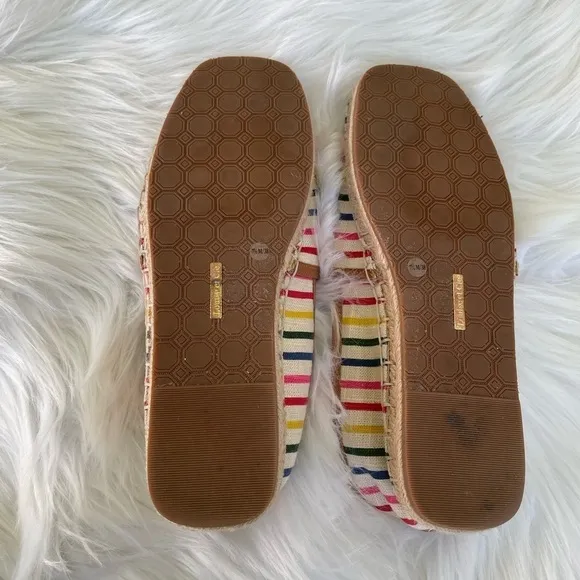 Louise et Cie striped flat espadrilles with gold pineapple - size 7.5