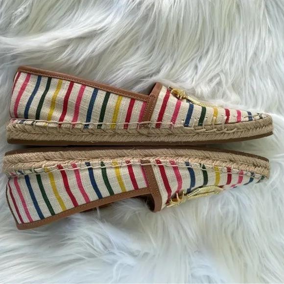 Louise et Cie striped flat espadrilles with gold pineapple - size 7.5