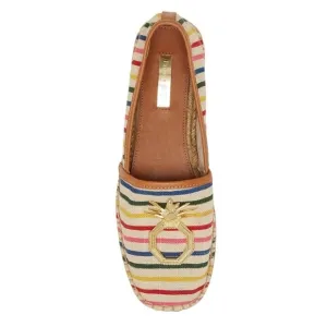 Louise et Cie striped flat espadrilles with gold pineapple - size 7.5