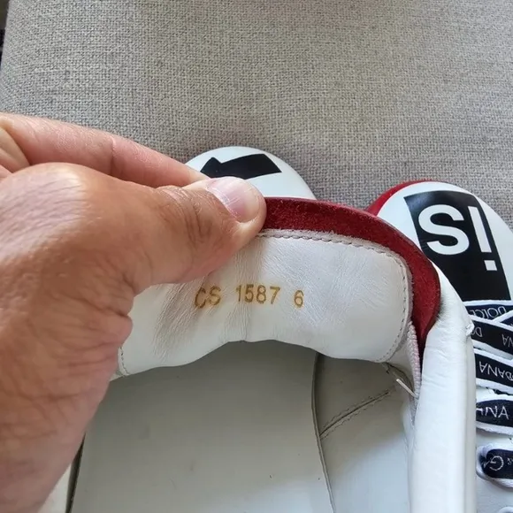 Love Print White and Red Sneakers, size 6 but fits like 7 US!