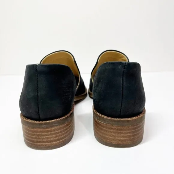 Lucky Brand Gennifa Loafers Shoe Black slip on Size 5.5 Leather Block heel