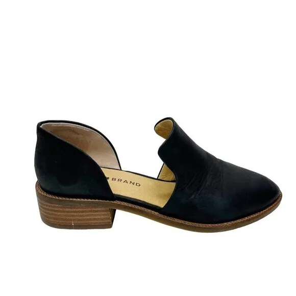 Lucky Brand Gennifa Loafers Shoe Black slip on Size 5.5 Leather Block heel
