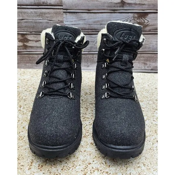 Lugz Grotto Fleece Fahion 6-inches Dark Grey Women's Boots Size 8