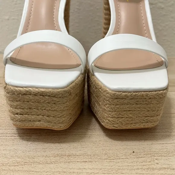 Lulus Amory White Platform Espadrille High Heel Sandals