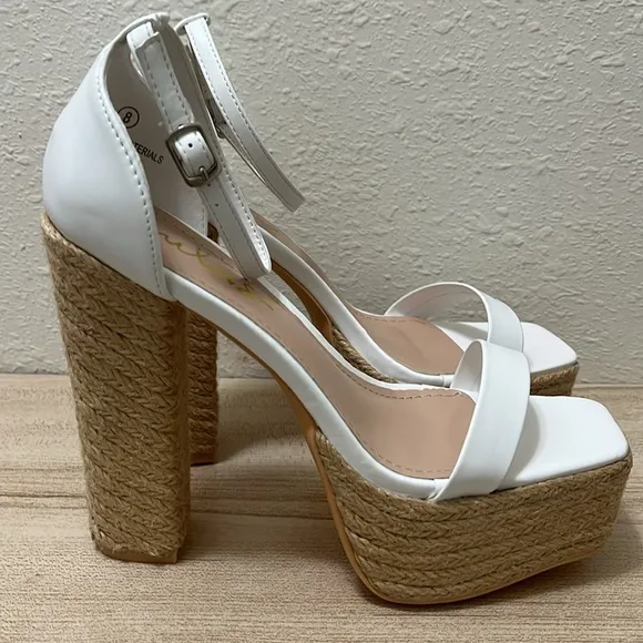 Lulus Amory White Platform Espadrille High Heel Sandals