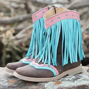 Lyddie Turquoise Fringe Toddler Boots
