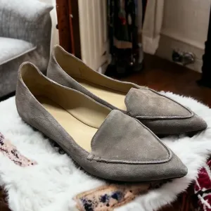 M. Gemi The Stellato Sacchetto Suede Leather Loafer 39.5 Taupe Gray Clay Flats