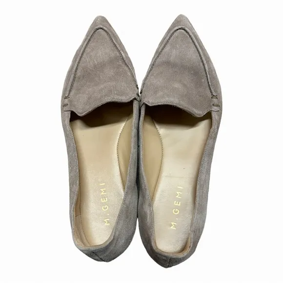 M. Gemi The Stellato Sacchetto Suede Leather Loafer 39.5 Taupe Gray Clay Flats