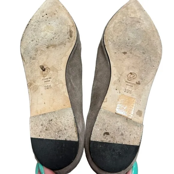M. Gemi The Stellato Sacchetto Suede Leather Loafer 39.5 Taupe Gray Clay Flats
