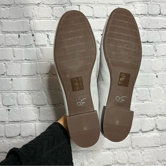 Madewell gray embossed leather bow ballet flats size10 new