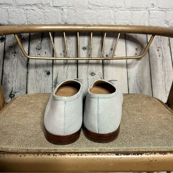 Madewell gray embossed leather bow ballet flats size10 new