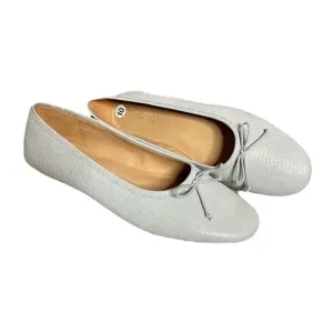 Madewell gray embossed leather bow ballet flats size10 new