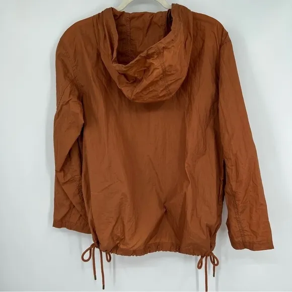 Madewell Lace-Up Water Resistant Casual Solid Crinkle Hoodie Popover Jacket