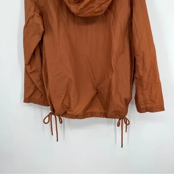 Madewell Lace-Up Water Resistant Casual Solid Crinkle Hoodie Popover Jacket