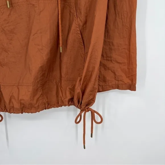 Madewell Lace-Up Water Resistant Casual Solid Crinkle Hoodie Popover Jacket