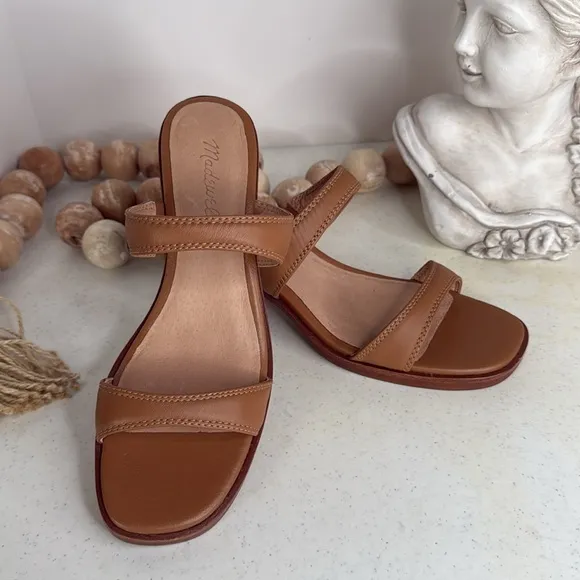 MADEWELL Ora Double-Strap Desert Camel Sandal - Leather - Size 8