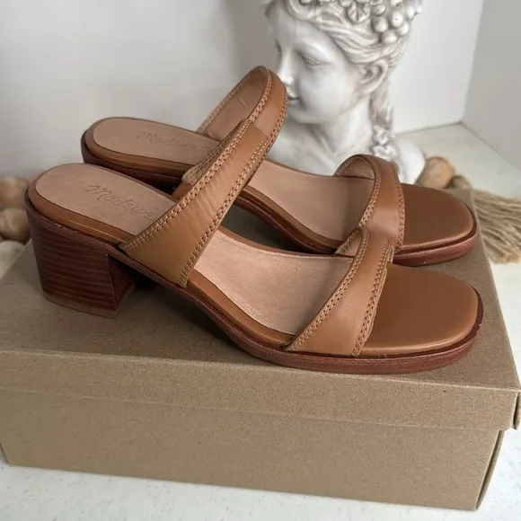 MADEWELL Ora Double-Strap Desert Camel Sandal - Leather - Size 8