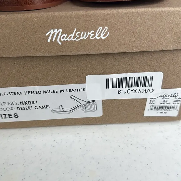 MADEWELL Ora Double-Strap Desert Camel Sandal - Leather - Size 8