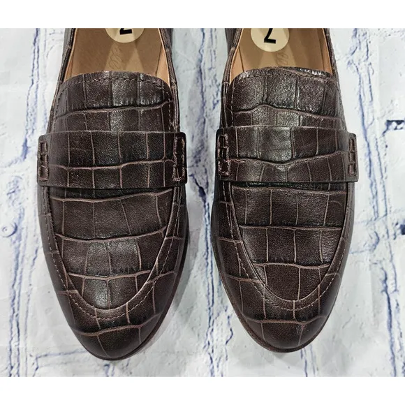 Madewell The Alex Loafer Croc Embossed Leather Brown AE358 WOMENS SIZE 7