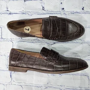 Madewell The Alex Loafer Croc Embossed Leather Brown AE358 WOMENS SIZE 7