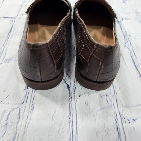 Madewell The Alex Loafer Croc Embossed Leather Brown AE358 WOMENS SIZE 7