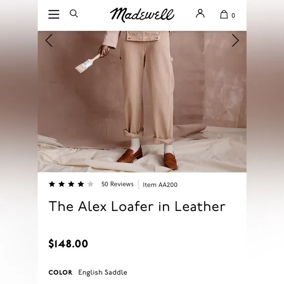 MADEWELL “THE ALEX” Loafer in English Saddle Size 8 1/2 Style #AA200