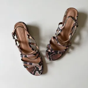 Madewell The Lori Sandals in Snake Embossed Leather Pink Tan Women's 8.5