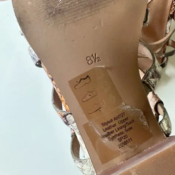Madewell The Lori Sandals in Snake Embossed Leather Pink Tan Women's 8.5
