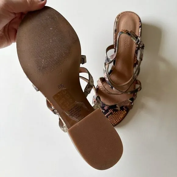Madewell The Lori Sandals in Snake Embossed Leather Pink Tan Women's 8.5