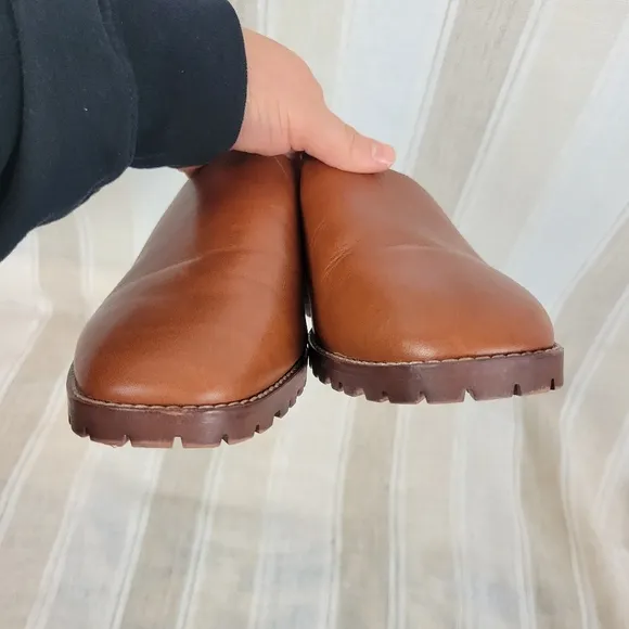 Madewell The Mindy Lugsole Mule in Leather Tan Brown Size 7.5