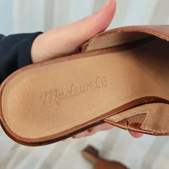Madewell The Mindy Lugsole Mule in Leather Tan Brown Size 7.5
