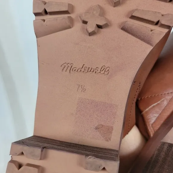 Madewell The Mindy Lugsole Mule in Leather Tan Brown Size 7.5