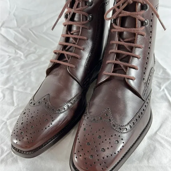 MAGNANNI Perforated Chelsea Wingtip Brown Leather Men's Boots Size 8.5US