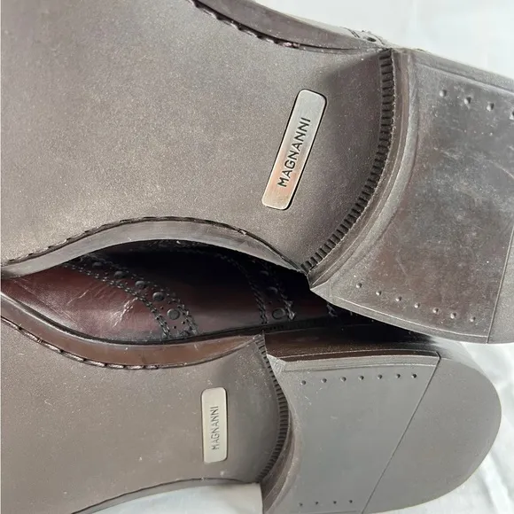 MAGNANNI Perforated Chelsea Wingtip Brown Leather Men's Boots Size 8.5US