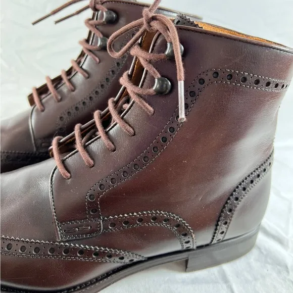 MAGNANNI Perforated Chelsea Wingtip Brown Leather Men's Boots Size 8.5US