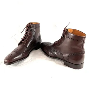 MAGNANNI Perforated Chelsea Wingtip Brown Leather Men's Boots Size 8.5US