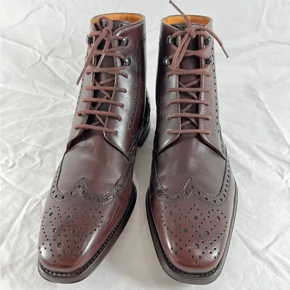 MAGNANNI Perforated Chelsea Wingtip Brown Leather Men's Boots Size 8.5US