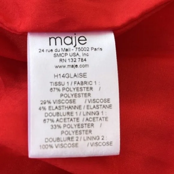 Maje Skirt Chic French Ruched Mini Skirt in Bold Luxurious Red