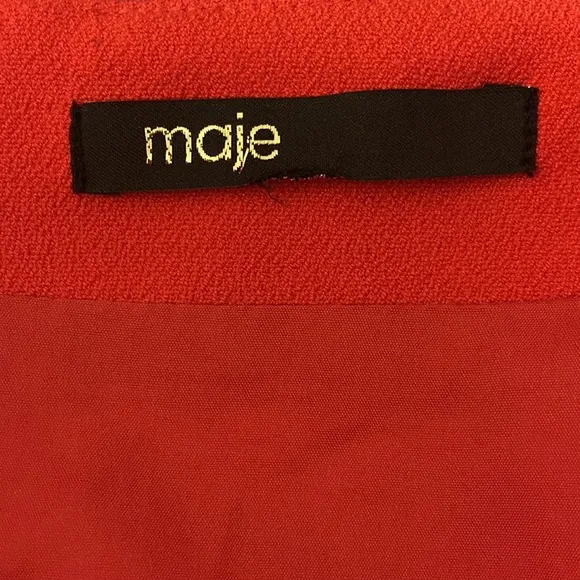Maje Skirt Chic French Ruched Mini Skirt in Bold Luxurious Red