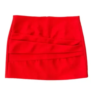 Maje Skirt Chic French Ruched Mini Skirt in Bold Luxurious Red